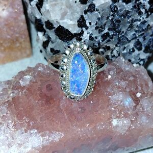 Dainty Australian Opal Sterling Silver Ring